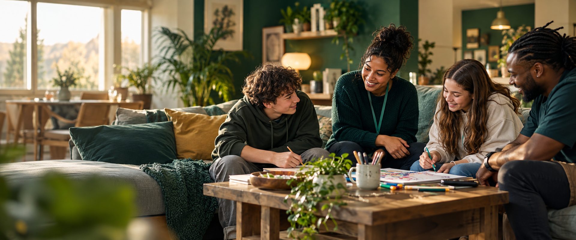Young people in a residential care setting.